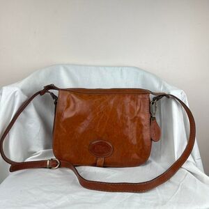 Vintage The Fargo Brown Leather Crossbody Bag Made In Italy